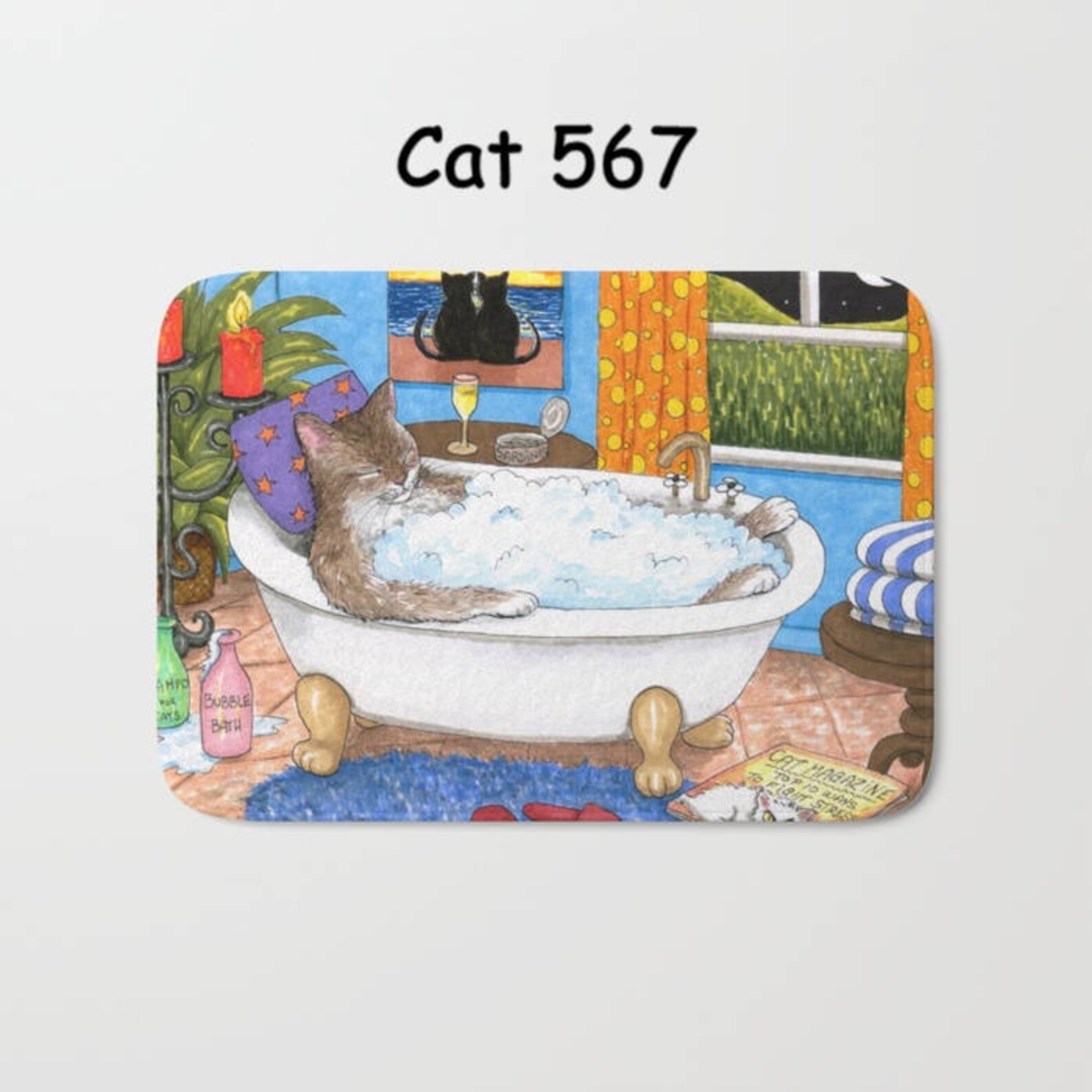 Bath Mat Funny Bath Mat Cat Bath Mat Funny Bathroom Decor Etsy
