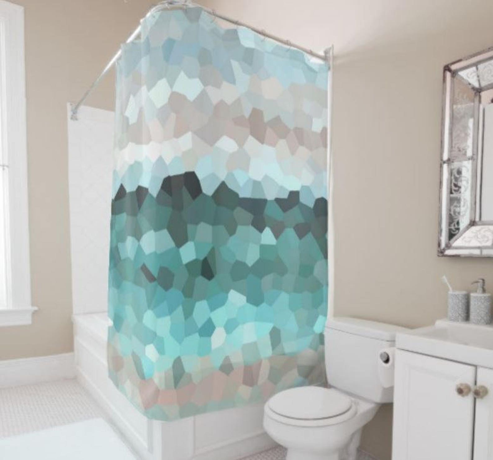 Shower Curtains Mosaic Shower Curtain Bath Mat Design 86 - Etsy