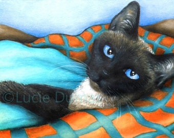 Laminated Fridge Magnet, ACEO magnet, Siamese Cat 634 from art painting by L.Dumas