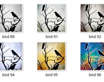 Ceramic Tile, 6x6 or 8x8 inches, Bird Crow Raven, Tree silhouette, 89 91 92 94 95 96 art by Lucie Dumas
