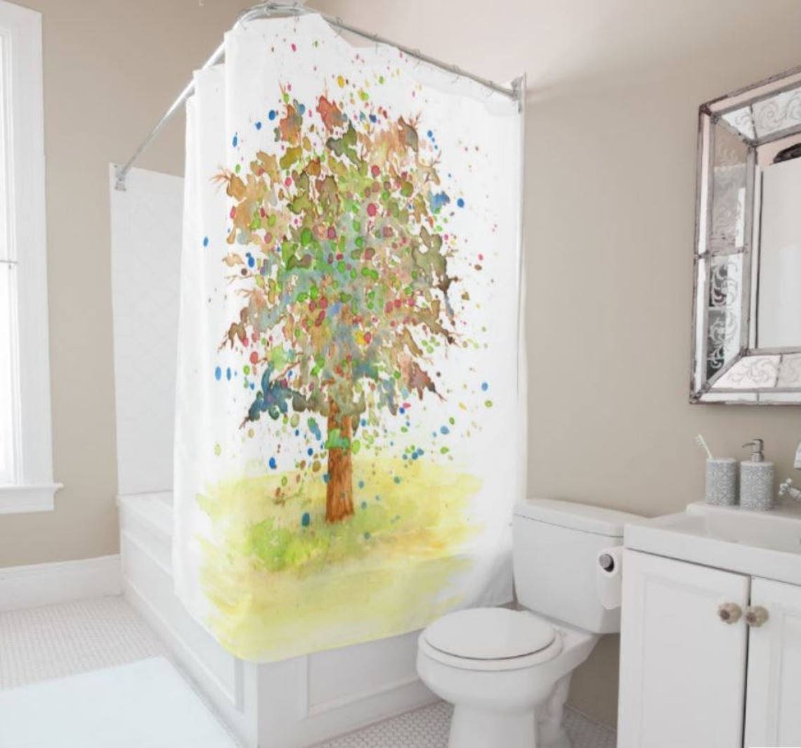 Shower Curtains Tree Shower Curtain Bathroom Landscape 466 Etsy
