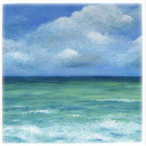 Ceramic Tile, 6x6 or 8x8 inches, Ocean Ceramic tile, Sea View 273 ocean beach art painting by Lucie Dumas