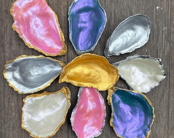 Prato decorativo metálico para ostras, para guardar joias, anéis e exibi-los