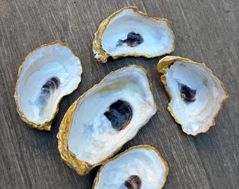Prato decorativo natural para ostras para joias, armazenamento de anéis e exibição