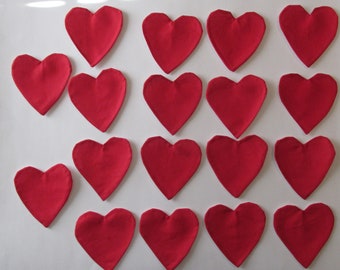 18 little 4 inch red heart appliques for quilts etc.   Item 411