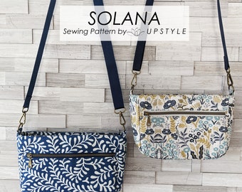 SOLANA PDF Sewing Pattern - Crossbody or Shoulder Bag - Two sizes included with Step-by-Step Tutorial for Immediate Download by UPSTYLE