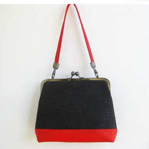 Negro rojo corcho bolso Satchel bolso bolso bolso bolso bolso bolso bolso - cuero vegano Ecofriendly Colorblock Minimal - Hardware negro - Listo para enviar por UPSTYLE