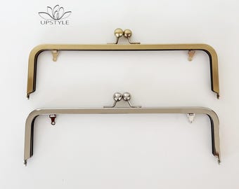 10" x 3"  Metal Purse Frame: Nickel or Antique Brass Finish