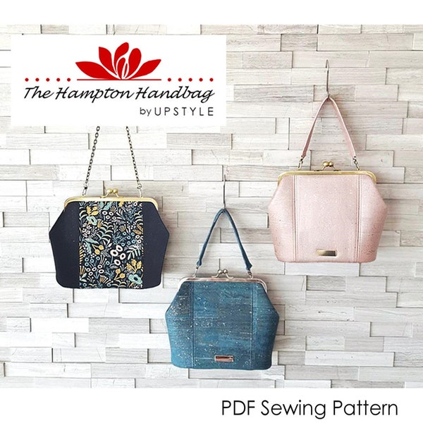 Hampton Handbag PDF Sewing Pattern- Full Size pdf Pattern and Tutorial by UPSTYLE - for craft, bag making, diy fashion