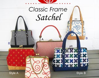 PDF Sewing Pattern Classic Frame Satchel - Multi-size Pattern and Tutorial for use with Classic Purse Frames by UPSTYLE