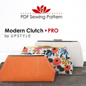 PDF Sewing Pattern Modern Clutch - PRO Multi-size Pattern and Tutorial for use with Small, Medium, and Large Purse Frames by UPSTYLE