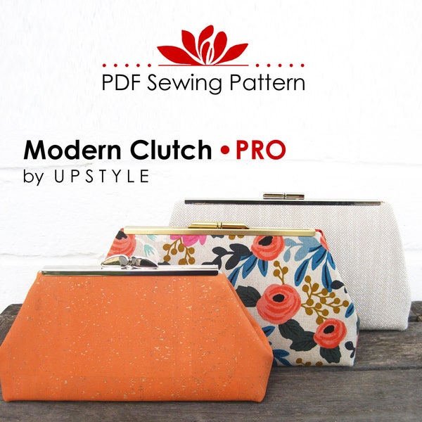 PDF Schnittmuster Moderne Clutch - PRO Multi-size Schnittmuster und Anleitung für die Verwendung mit kleinen, mittleren und großen Geldbörsen von UPSTYLE