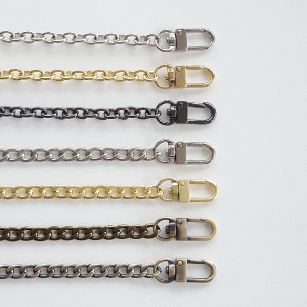 Designer Purse Chain - Nickel (silver), Gold, Brushed Gold, Antique Brass, Bronze, and Black - 12" 16" 19" 24" 36" 48" - Ships from USA