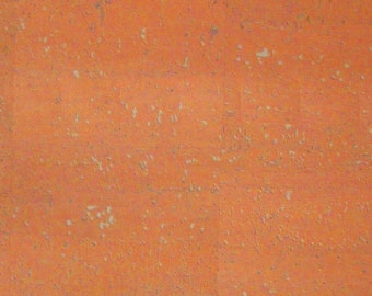 Peach Orange Cork Fabric - Vegan Leather Eco-friendly Textile - Ships from USA