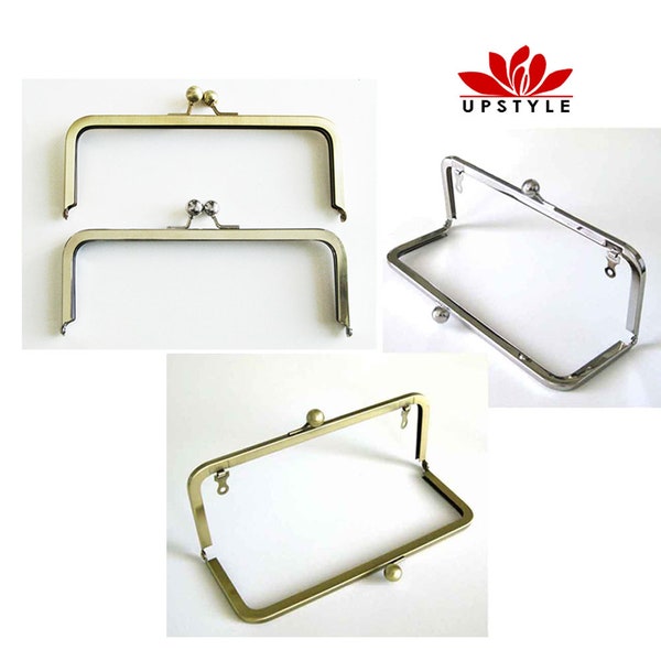 Clutch Purse Frame - Nickel or Antique Brass or Bronze - 8 x 3 Classic Style with or without chain loops - ships from USA