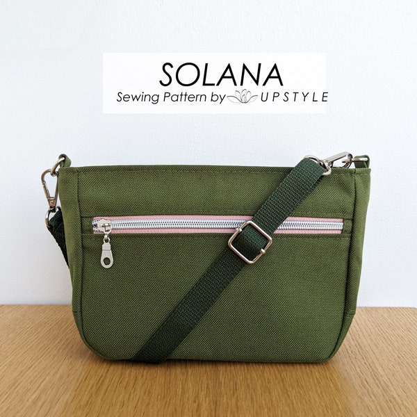SOLANA PDF Sewing Pattern - Crossbody or Shoulder Bag - Two sizes included with Step-by-Step Tutorial for Immediate Download by UPSTYLE