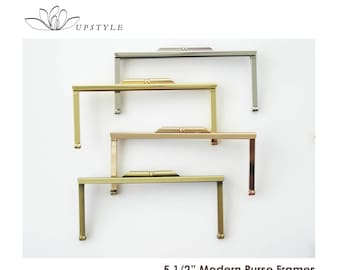 5 1/2" Metal Purse Frame: Modern Open Channel Clutch Hardware