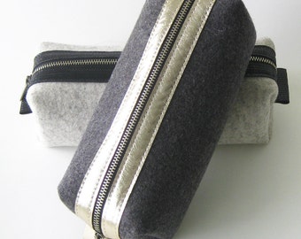 Cosmetic Makeup Dopp Shaving Office Jewelry Case - Felt Boxy Zipper Case - Bridesmaid Groomsmen Gifts - Ready to Ship by UPSTYLE