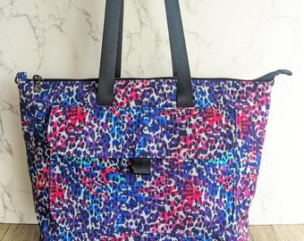 Animal Print Nylon Travel Tote: Large Zip Top Carry-all - Etsy display picture 1