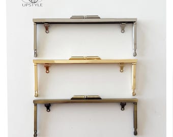 6 3/4" Metal Purse Frame: Modern Open Channel - Nickel, Silver, Gold, Antique Brass, Bronze, Black