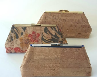 Cork Fabric Clutches - Ready to Ship - Choice of 3 - Gift for her friend family - Made in the USA by UPSTYLE