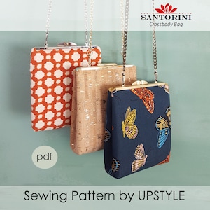 Bolso bandolera Santorini - Patrón de costura PDF de UPSTYLE - bolso bandolera bolso de mano - Fácil de coser para regalos hechos a mano