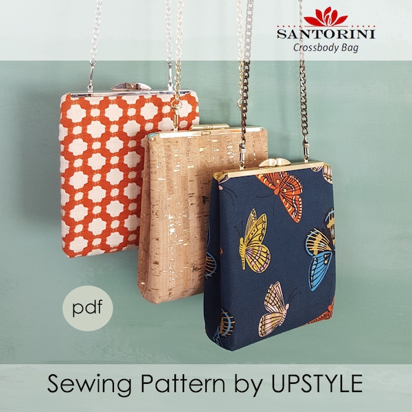 Santorini Crossbody Bag - PDF Sewing Pattern by UPSTYLE - sling bag snap purse handbag - Easy to Sew for handmade gifts