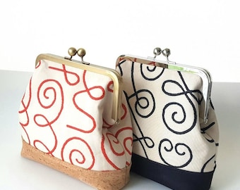 Small Satchels - Black Red or Blue Modern Designs - Cork and Faux Leather Trim - Ecofriendly - Ready to Ship by UPSTYLE