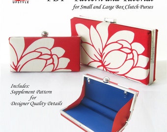 PDF Pattern -  Box Clutch Purse Minaudiere - No Sew Method - Includes Pattern PLUS Supplement for Small and Large Box Frames by UPSTYLE