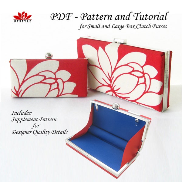 PDF Pattern -  Box Clutch Purse Minaudiere - No Sew Method - Includes Pattern and Video for Small and Large Box Frames by UPSTYLE