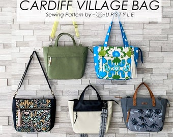 Cardiff Village Bag PDF Patron de couture - Sac fourre-tout à poignée supérieure - Comprend un didacticiel étape par étape pour un téléchargement immédiat par UPSTYLE