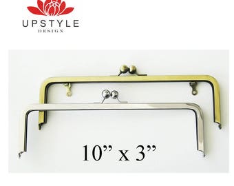 10 x 3 Metal Purse Frame - Nickel Free Nickel, Antique Brass - with or without chain loops