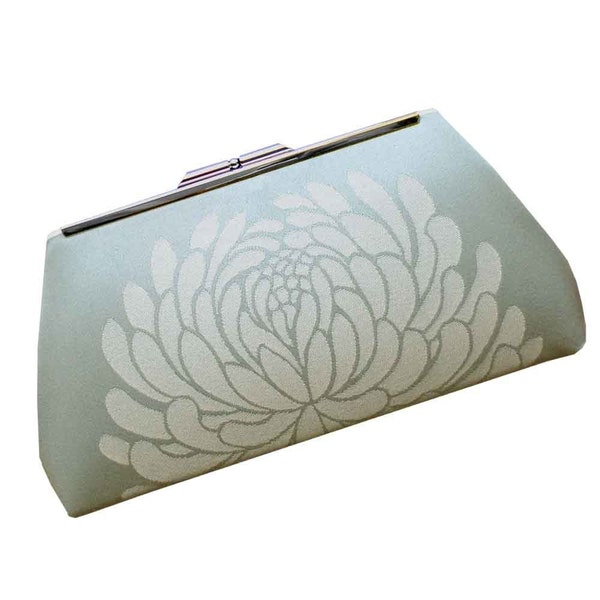 SHIMMERING LOTUS LUXURY CLUTCH - Somethng Blue - WHITE SILK LINING