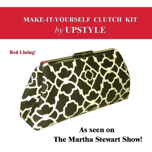 CLEARANCE - Make It Yourself Clutch Purse Kit - As seen on the Martha Stewart Show - Black and Ivory with RED Lining