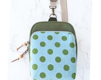 Green Dot Sling Bag: Cordura Nylon Crossbody with Card Slots