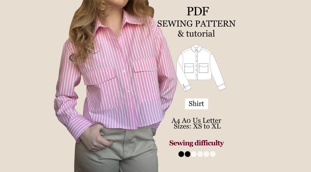 Shirt PDF Sewing Pattern for Women, Women Relaxed Fit, Easy Summer ...