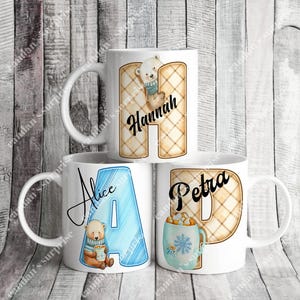 Cadeaux personnalisés de tasse de lettre d’ours, tasse à café personnalisée, tasse personnalisée, tasse avec le nom, tasse à café,
