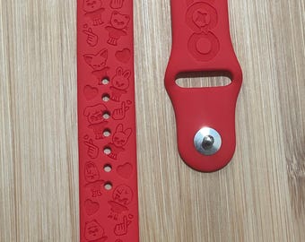 SKZ K pop themed engraved design on a silicone watch band compatible with Apple Watch and Samsung Galaxy Watch.