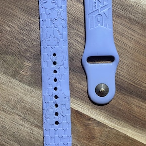 BTS K pop  TINY themed engraved design on a silicone watch band compatible with Apple Watch and Samsung Galaxy Watch.