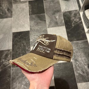 Distressed Vintage American Cowboy Trucker Cap – “Rebel State” Western Hat with Embroidered Design (7 Colours)