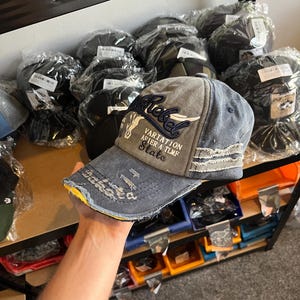 Distressed Vintage American Cowboy Trucker Cap – “Rebel State” Western Hat with Embroidered Design (7 Colours)