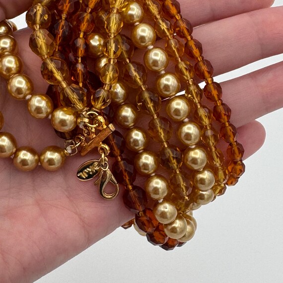 Kenneth Jay Lane KJL Amber Gold Multi-Strand Neck… - image 5