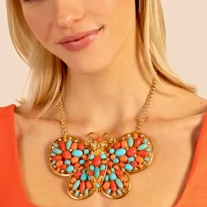 Rare Kenneth Jay Lane Butterfly Necklace New