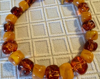 Vintage Kenneth Lane KJL Amber Color Necklace Chunky 16,5”