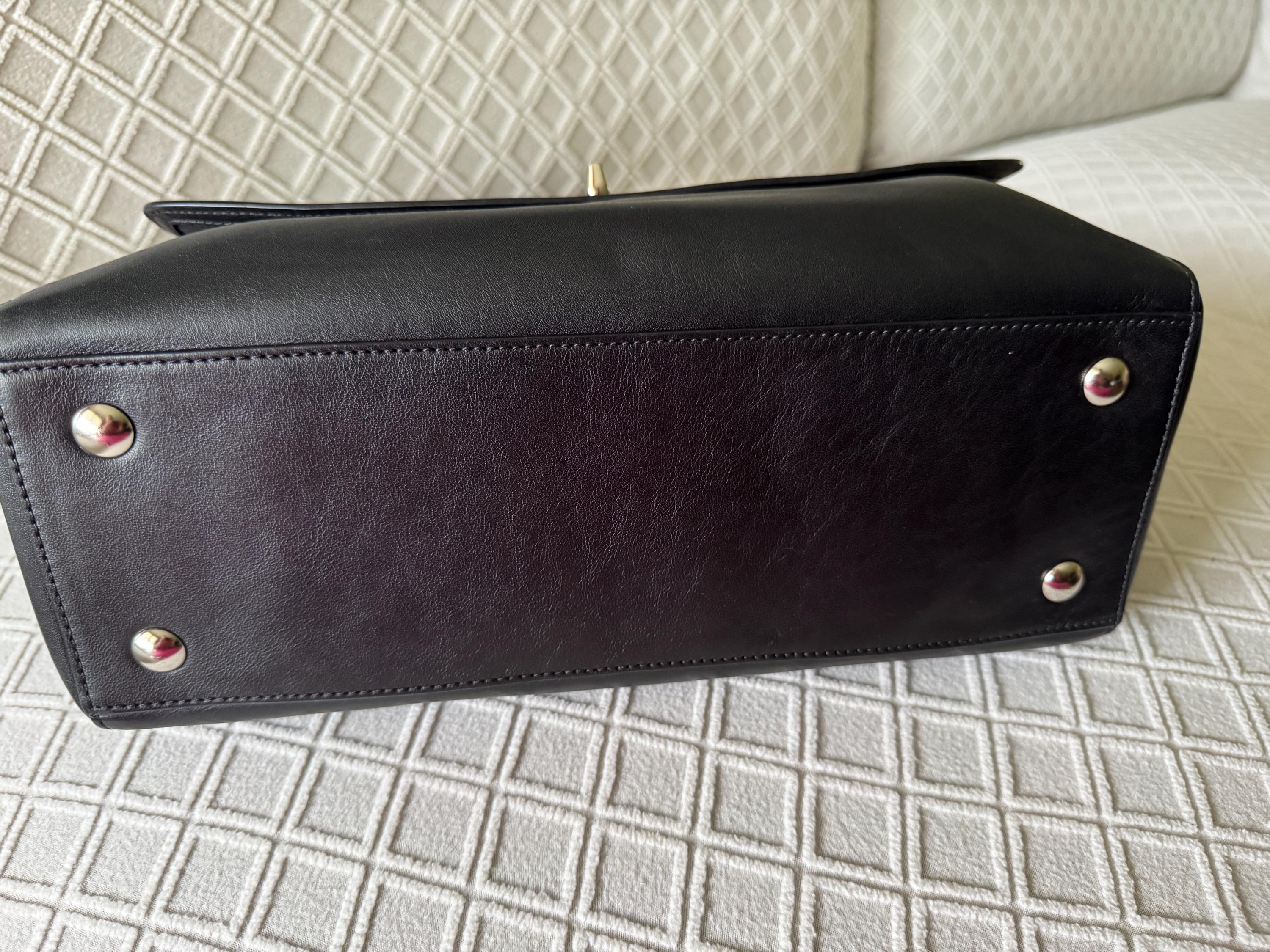 Vintage Coach Black Leather Satchel D1371-25390 Double Zip Genuine