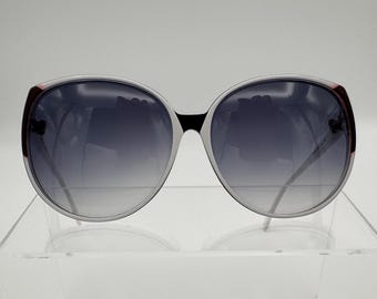 Roberta di Camerino Vintage Sunglasses Italy Oversized White Round Purple Gradient
