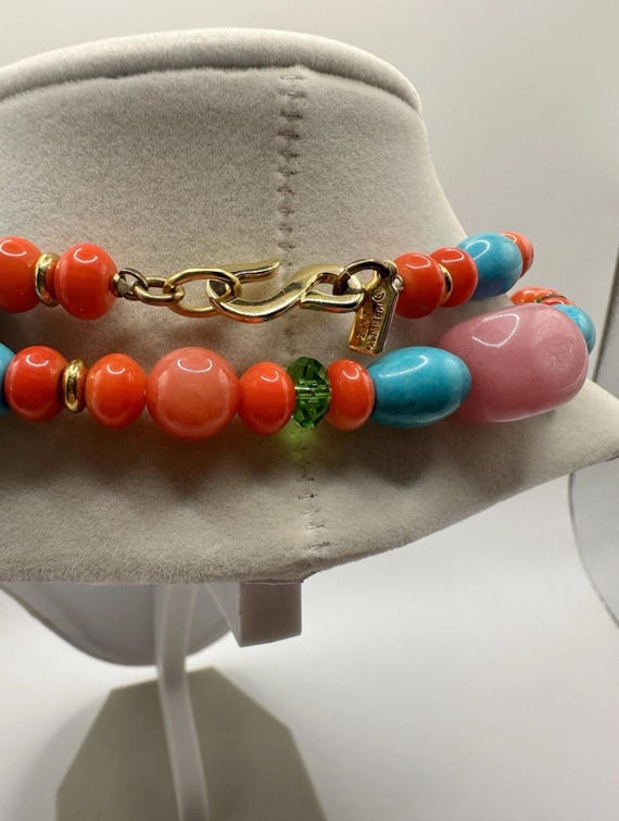 Kenneth Jay Lane Vintage Glass Bead Necklace Brac… - image 2