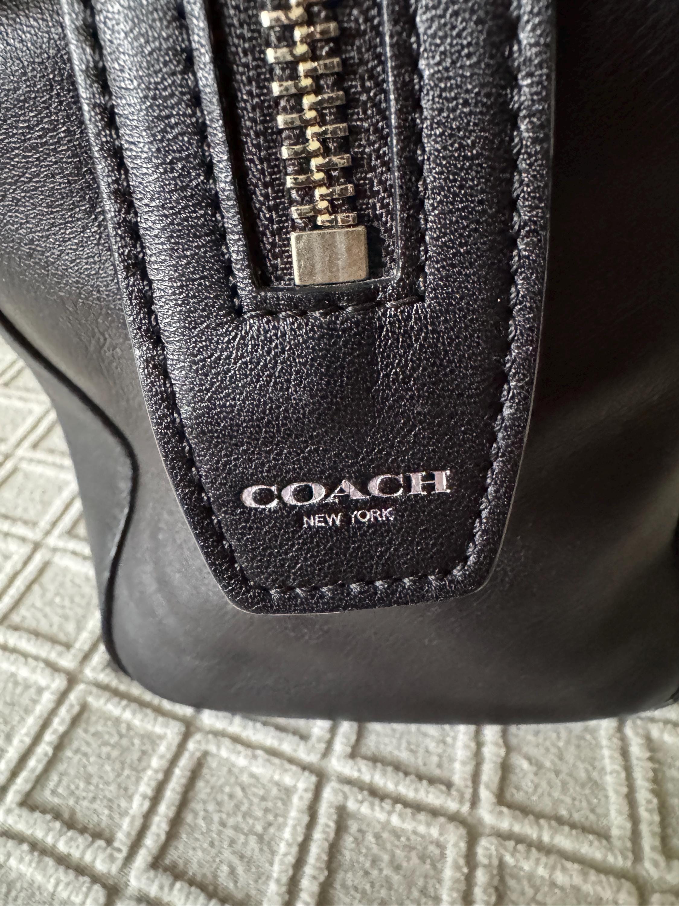 Vintage Coach Black Leather Satchel D1371-25390 Double Zip Genuine
