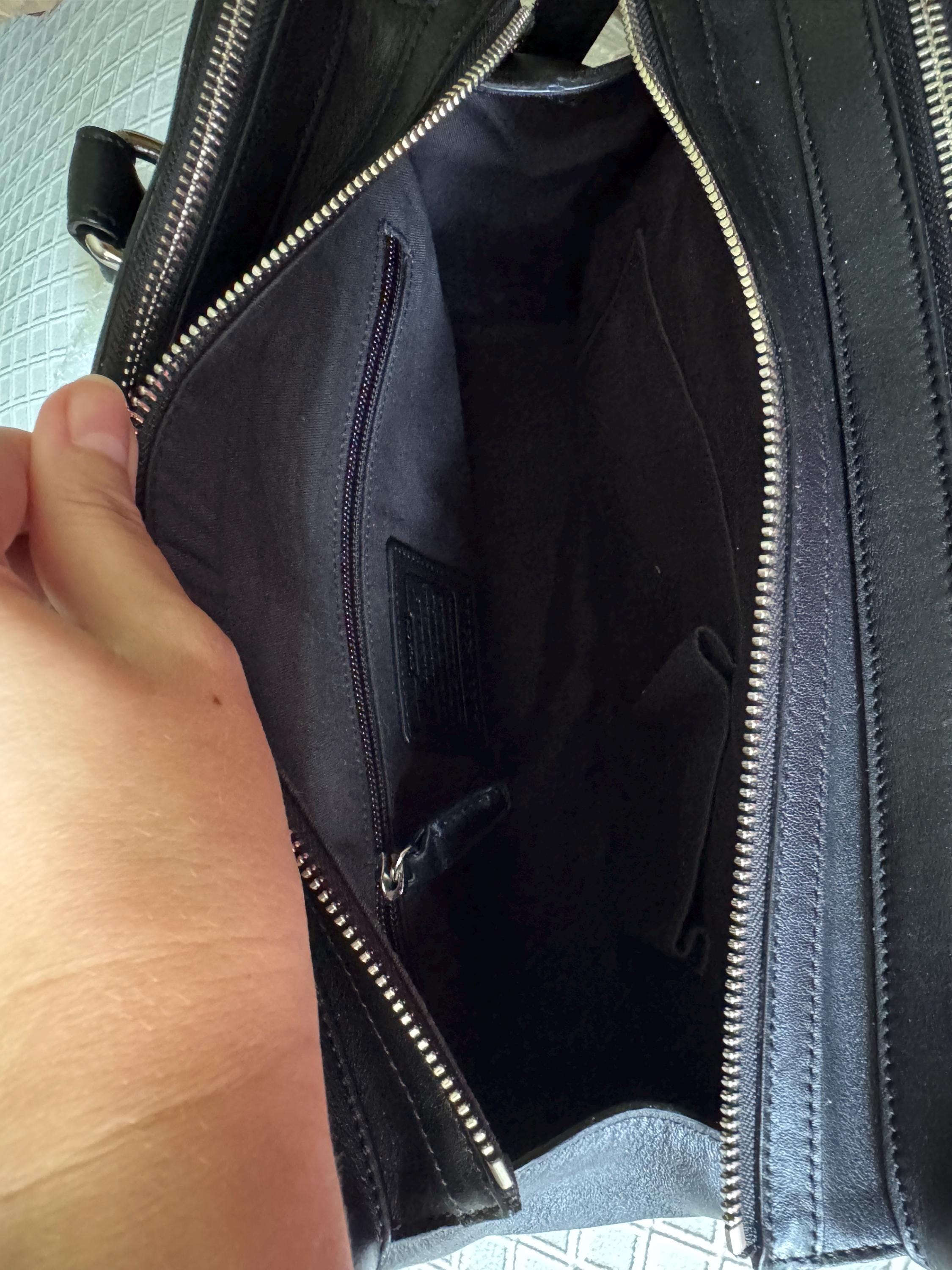 Vintage Coach Black Leather Satchel D1371-25390 Double Zip Genuine