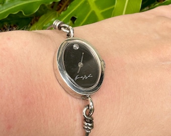 Rare Vintage KENNETH JAY LANE 925 Sterling Silver 17j WindUp Ladies Bangle Watch Runs